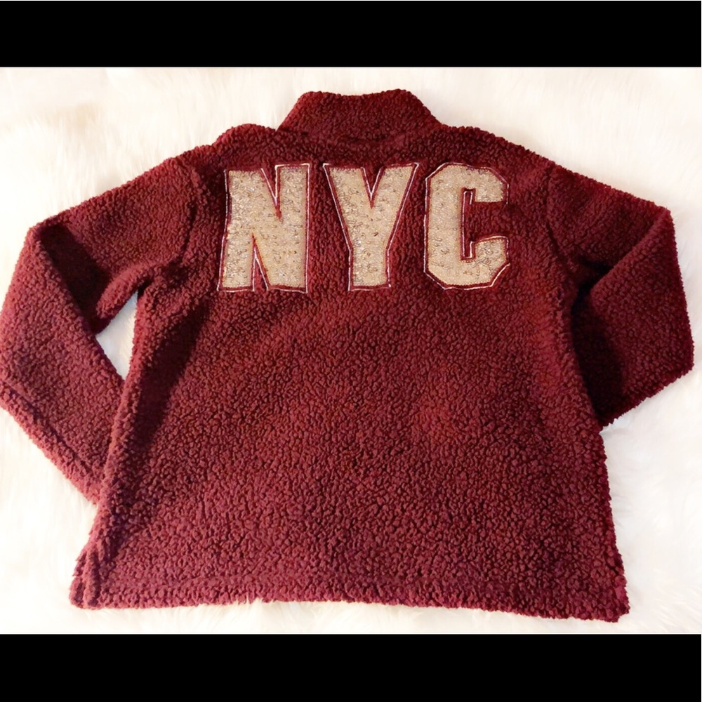 🆕VS PINK “New York City” Sequin Back Sherpa